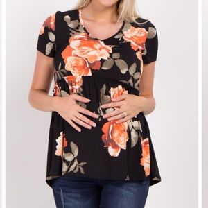 Pinkblush Tops - Pinkblush Black Floral Print Peplum Maternity Top Pinkblush Tops - Pinkblush Black Floral Print Peplum Maternity Top